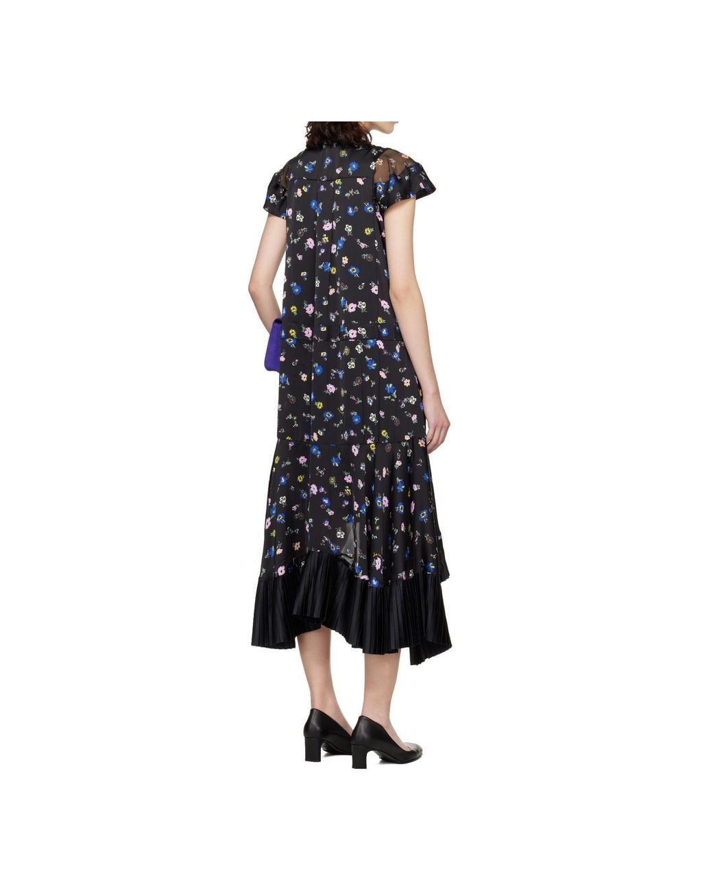 Sacai Blue Printed Midi Dress