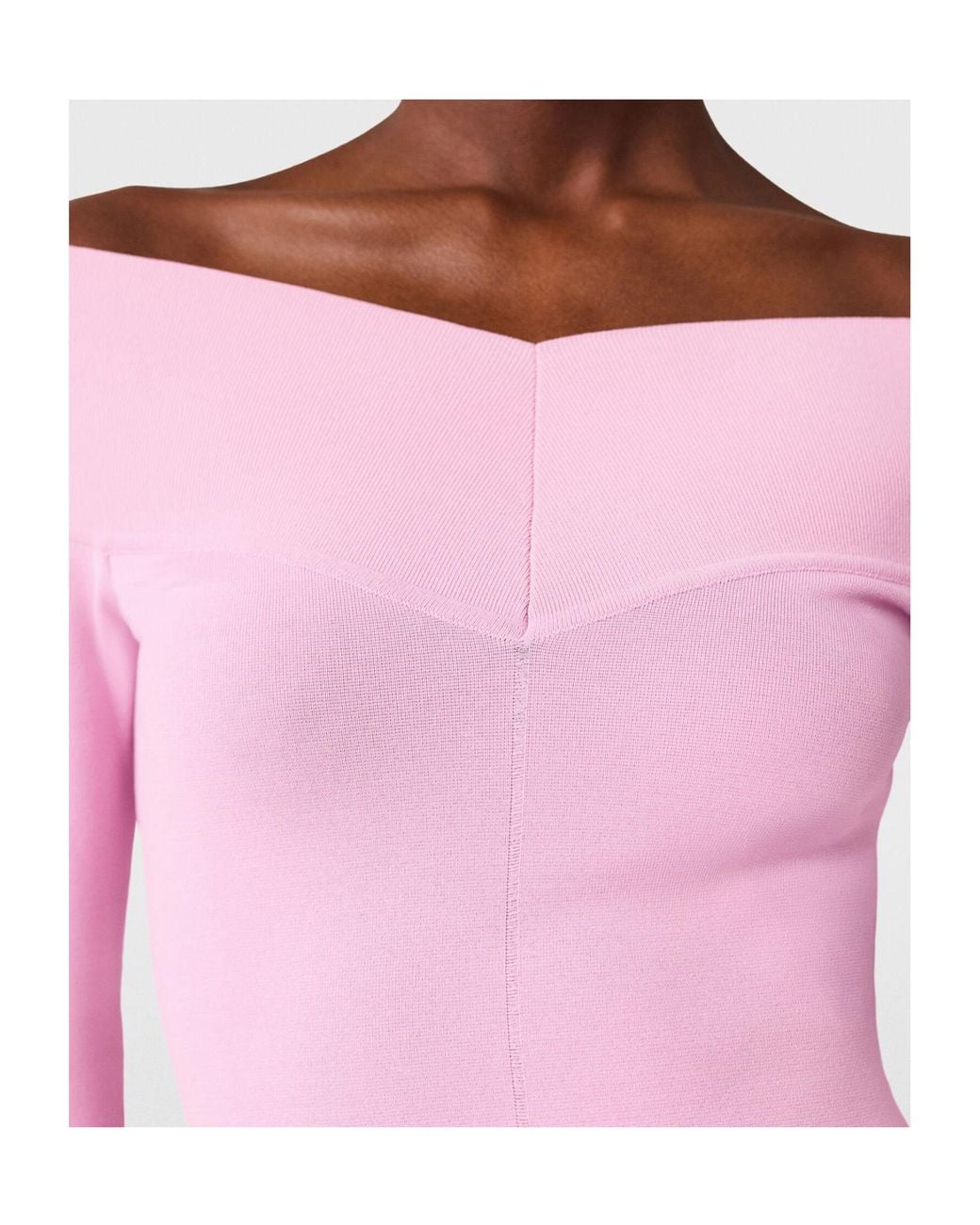 Stella McCartney Pink Off-Shoulder Long-Sleeve Midi Dress