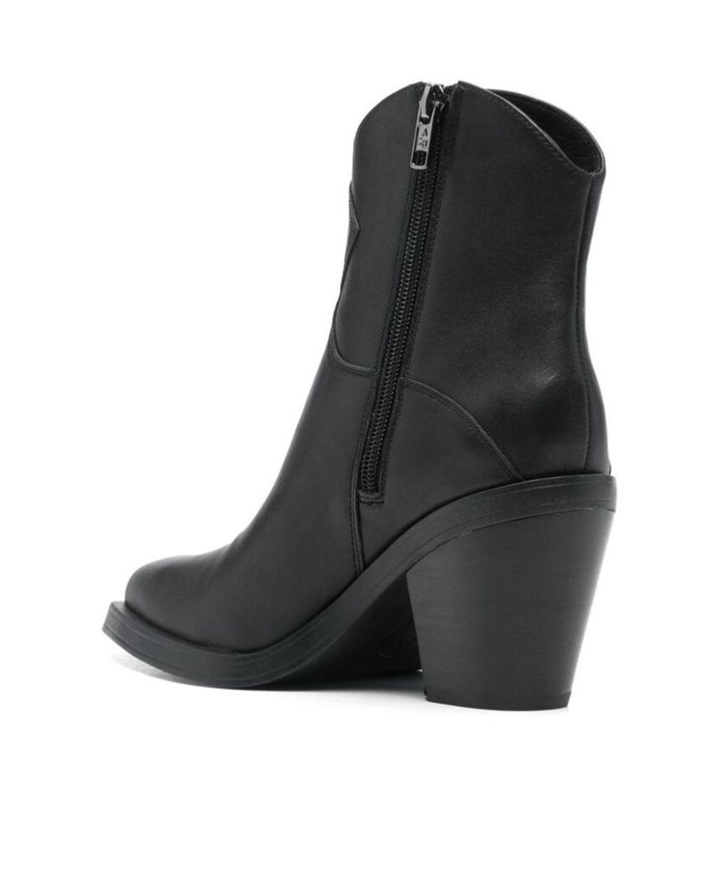 Ash Black Thick Heeled Short Boots