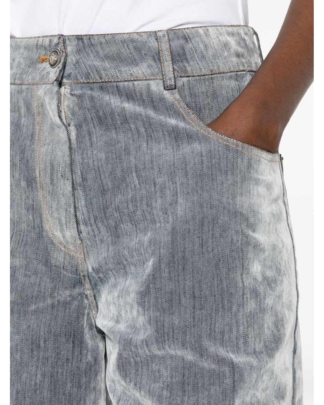 Forte_forte Gray Flocked Wide-Leg Jeans