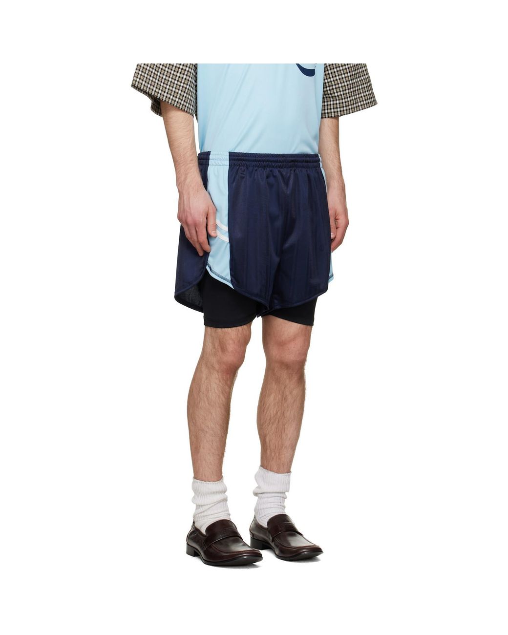 Martine Rose Blue Stripe Detail Shorts for men
