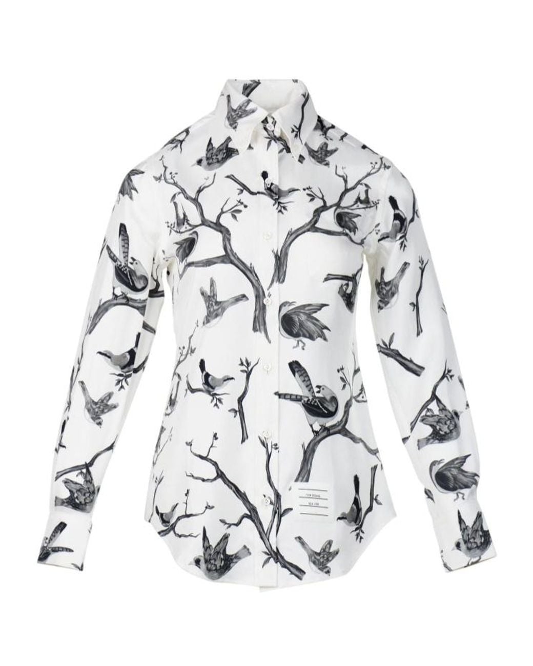 Thom Browne White Long Sleeve Bird Toile Printed Shirt