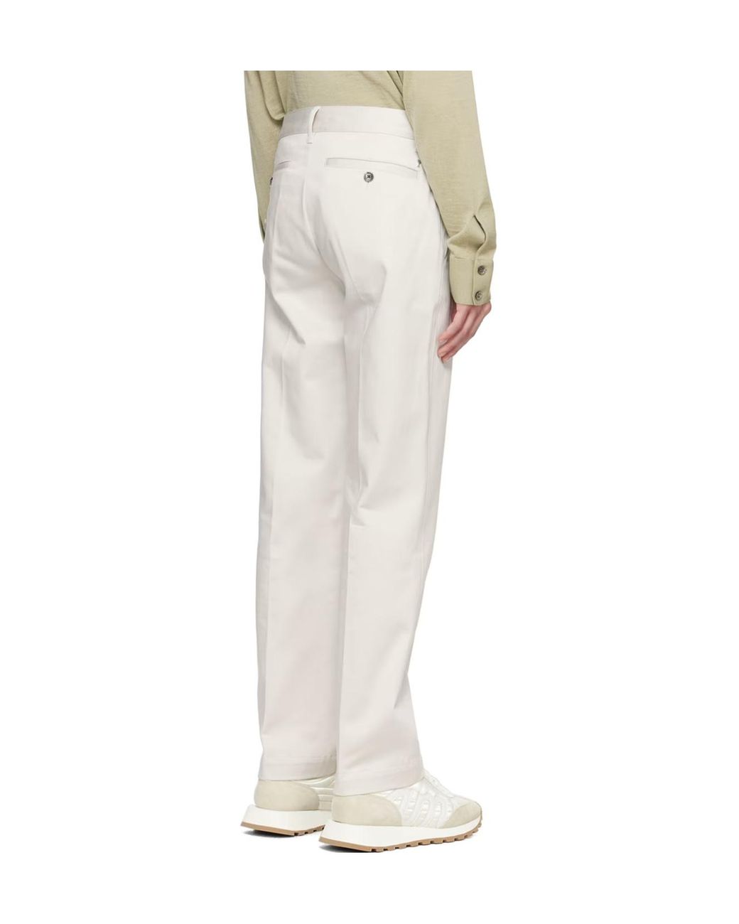 AMI White Straight-Leg Cotton Trousers for men