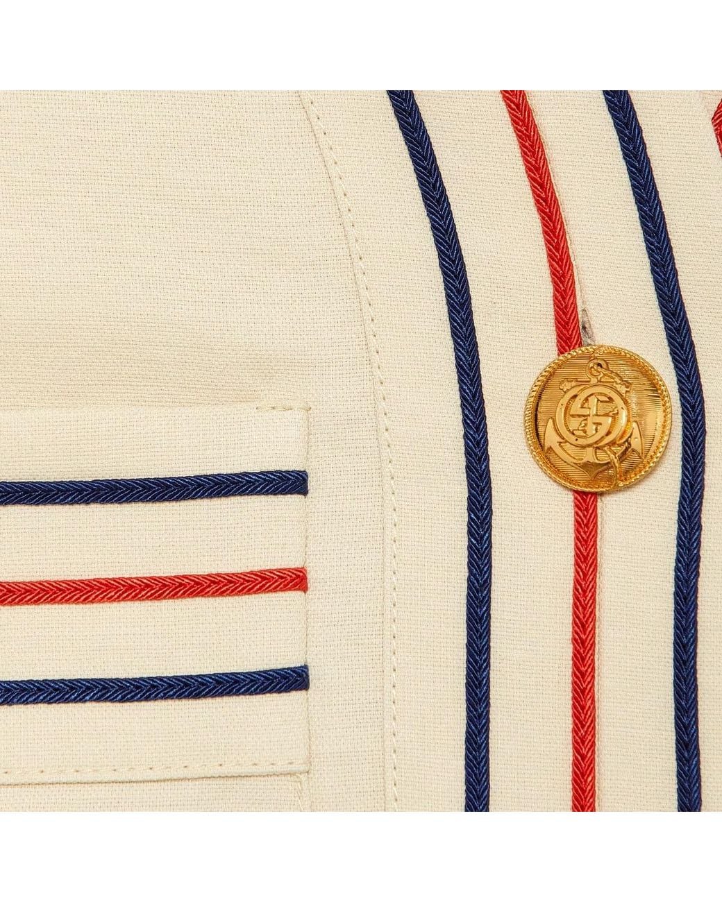 Gucci Natural Anchor Embroidered Patch Detail Gauze Shirt