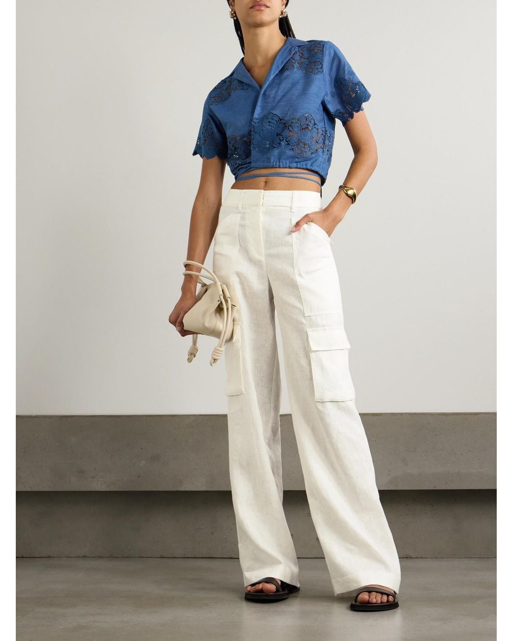 LoveShackFancy White Simple Cargo Pants