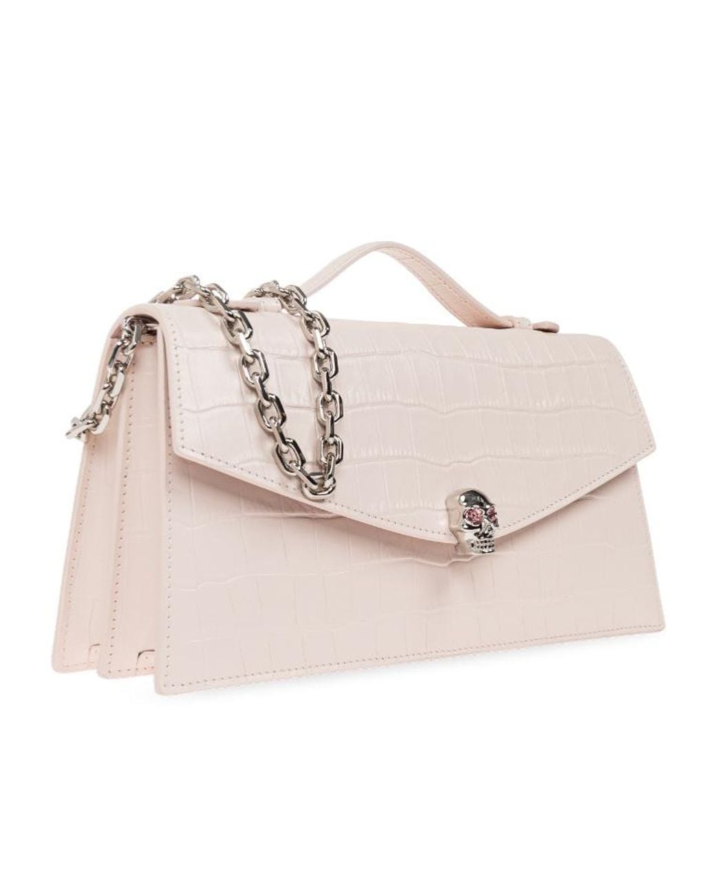 McQueen Natural Skull Embossed Top Handle Bag