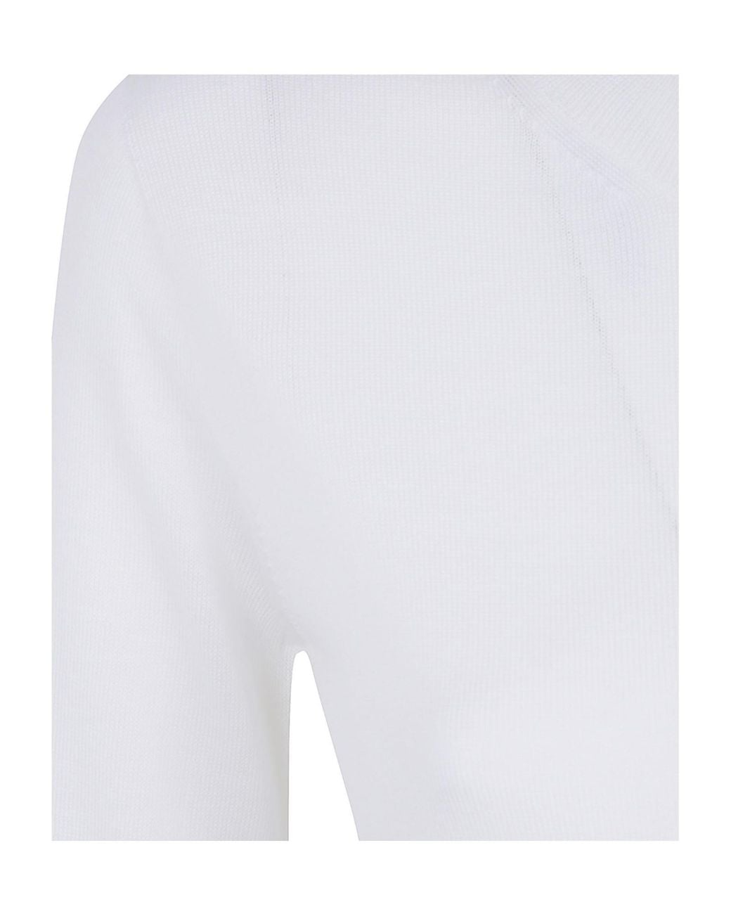 D.exterior White Crew-Neck Knitted Sweater