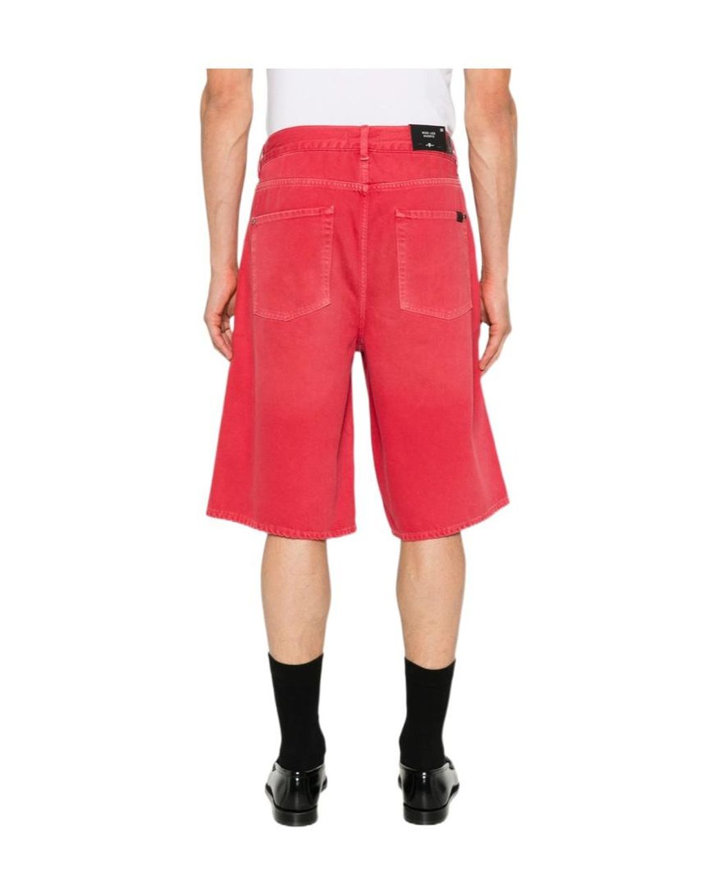 7 For All Mankind Red Belt-Loop Shorts for men