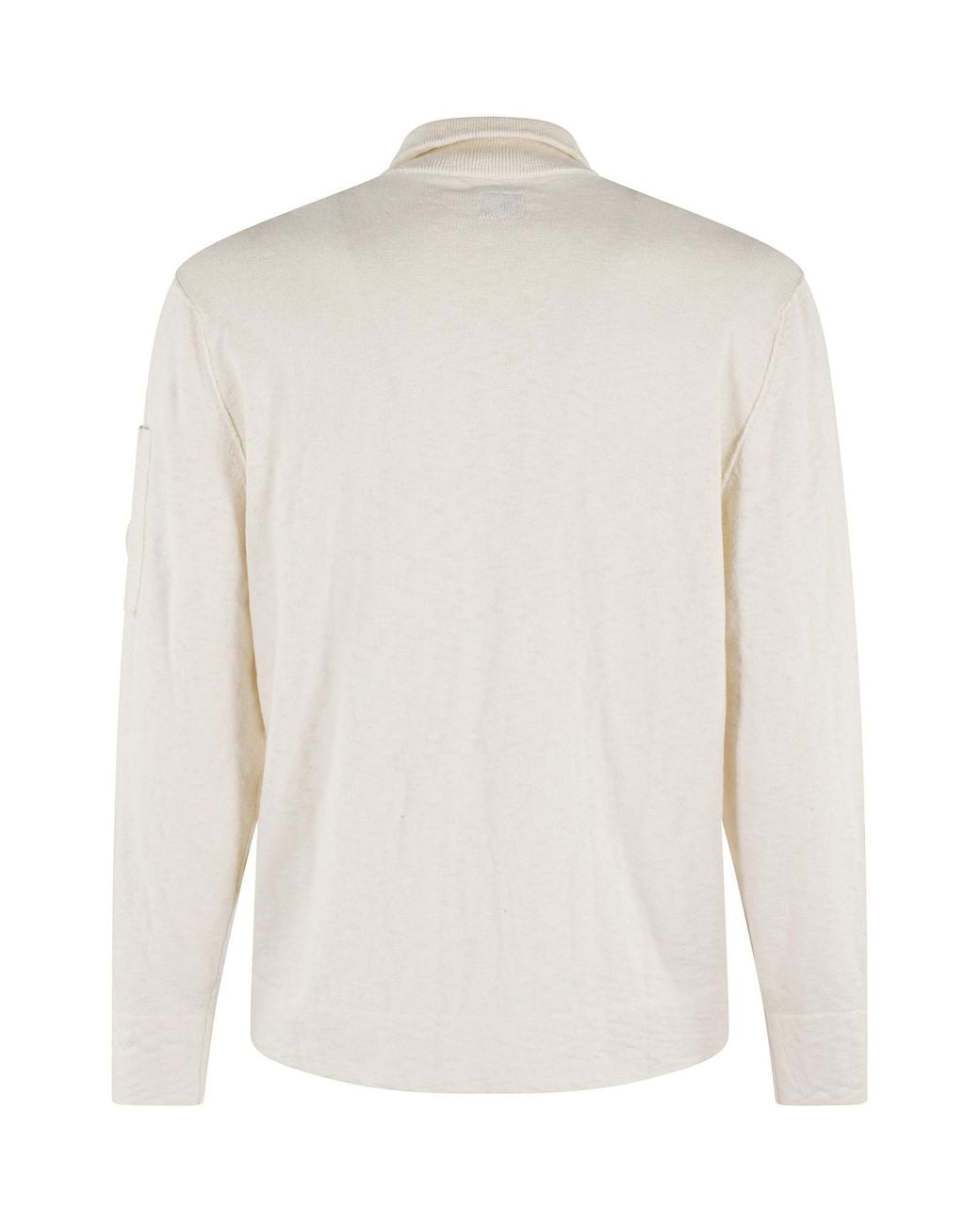 C P Company White Polo Collar Sweatshirt for men
