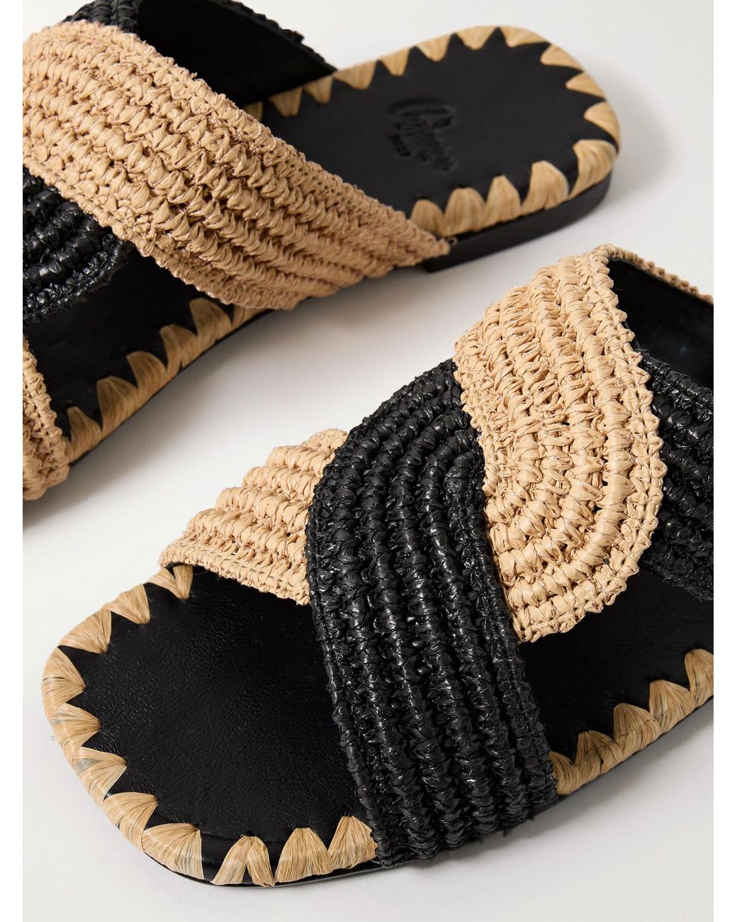 Castaner Black Square-Toe Low-Heel Slides