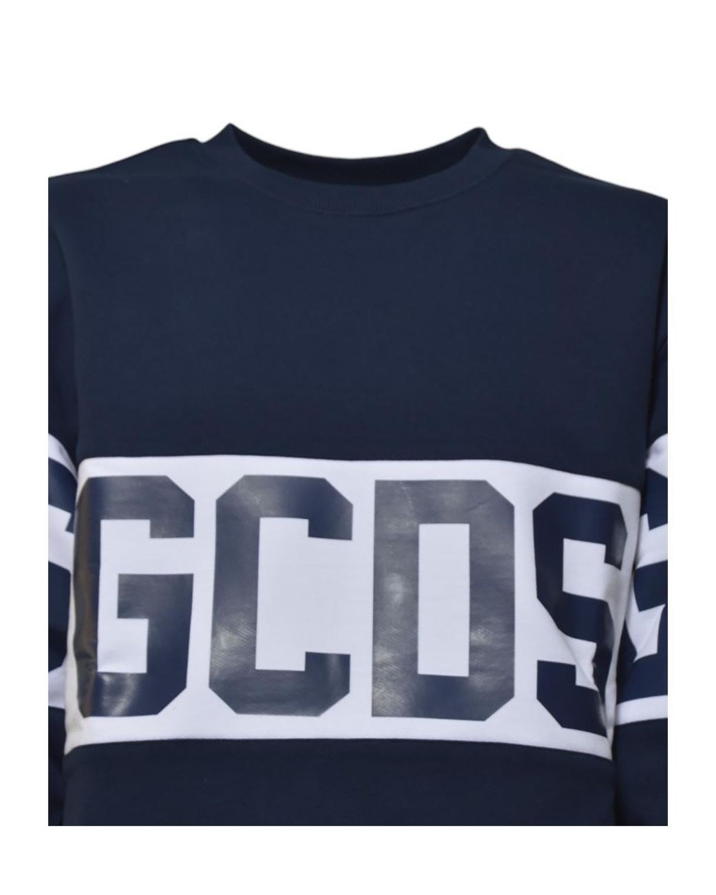 Gcds Blue Logo Band Crewneck Sweatshirt for men