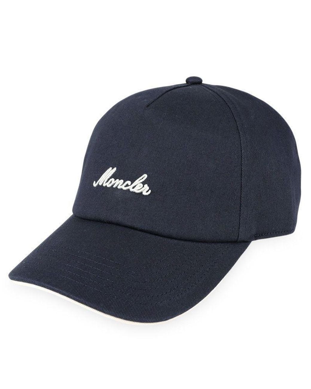 Moncler Blue Embroidered Logo Lettering Baseball Cap for men