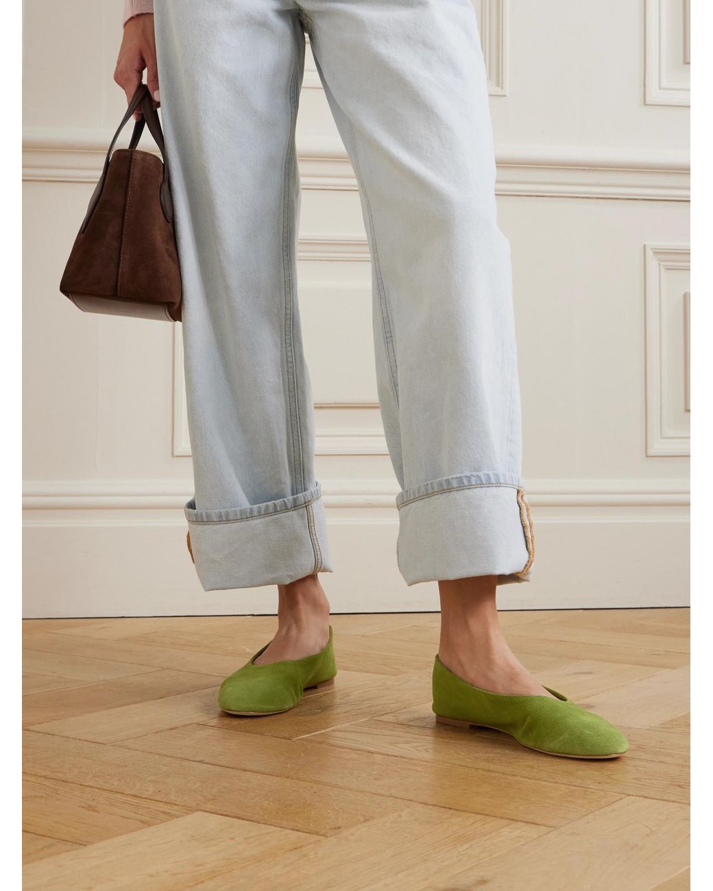 Staud Green Ballet Flats