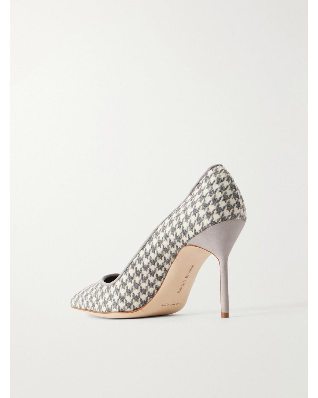 Manolo Blahnik White Pleated Wool High Heels