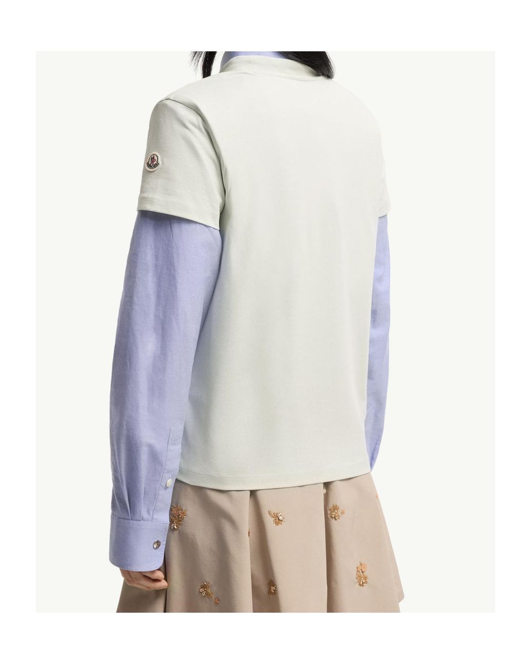 Moncler White Embroidered Tonal Logo T-Shirt