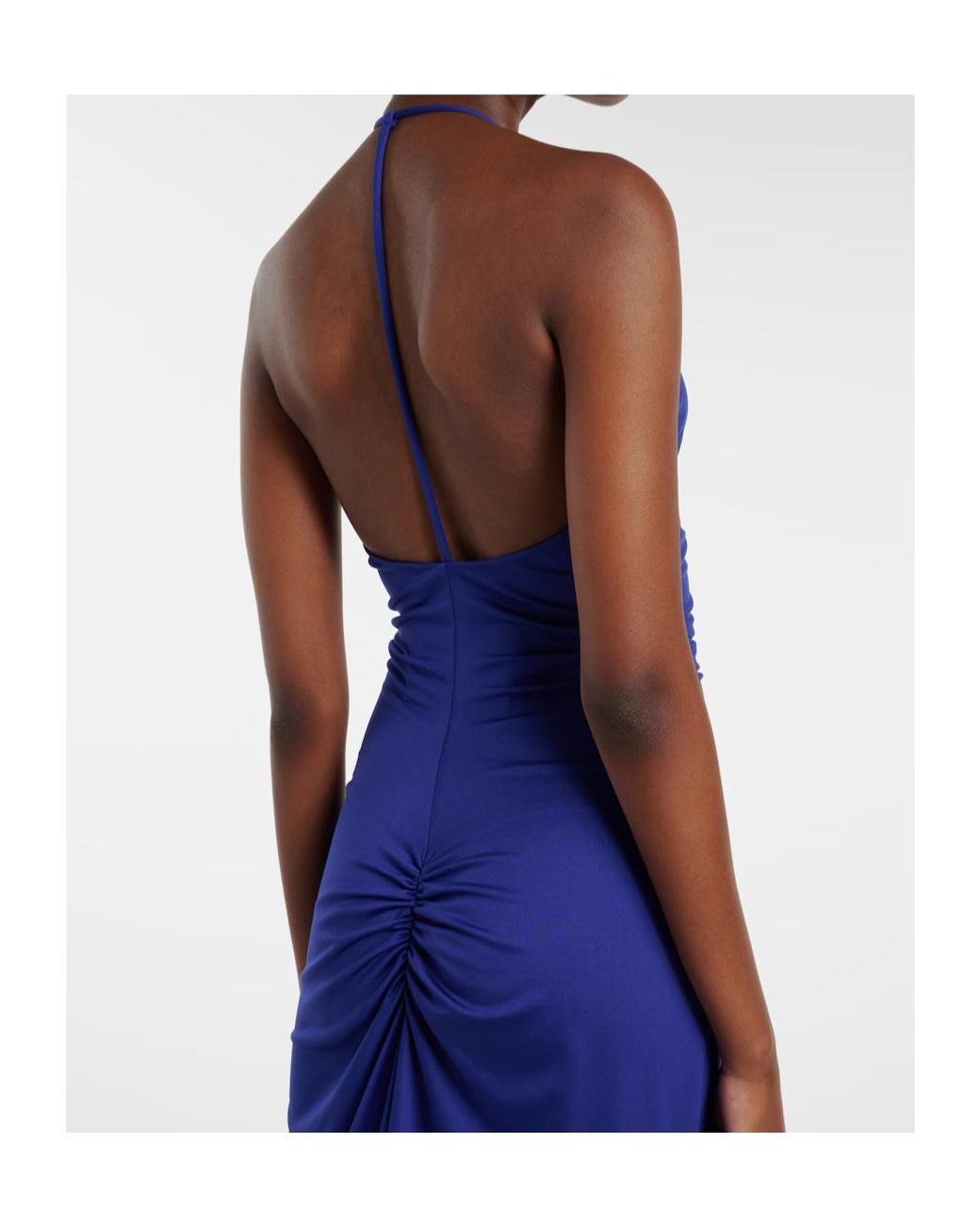Victoria Beckham Blue Ruched Maxi Dress