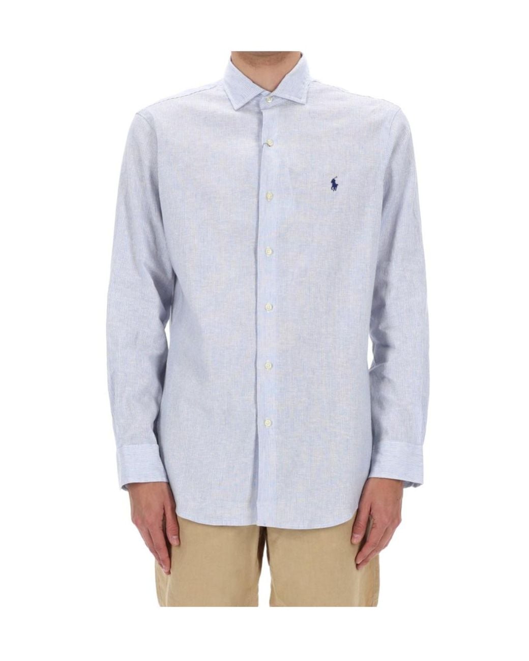 Polo Ralph Lauren White Micro-Stripe Linen Shirt for men