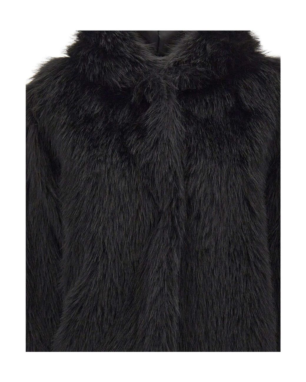 Kaos Black Cropped Faux Fur Hooded Jacket