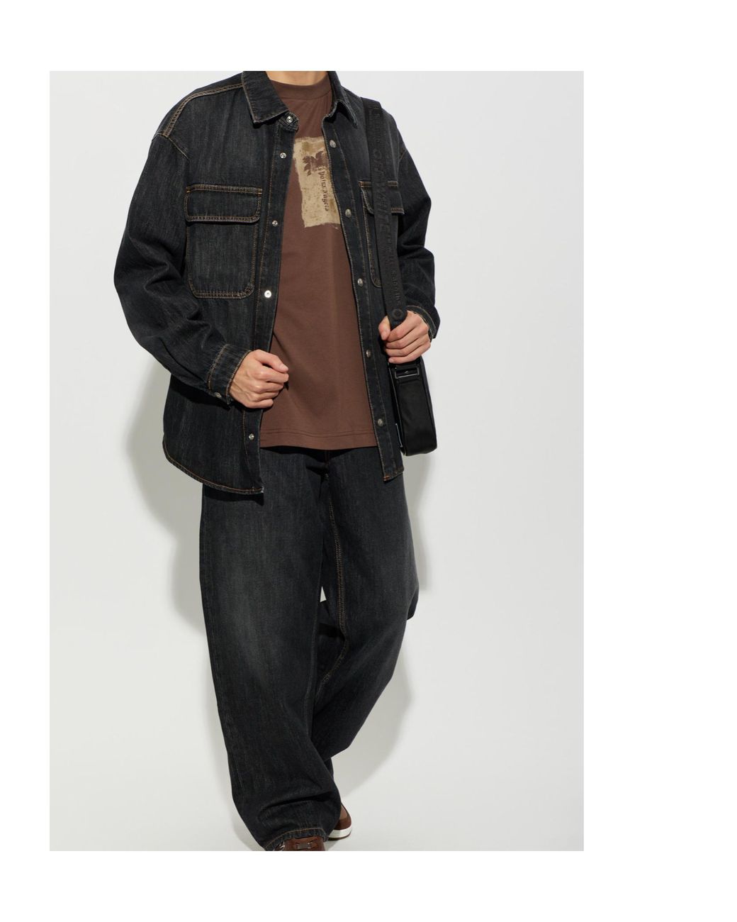 Palm Angels Black Long-Sleeved Shirt for men
