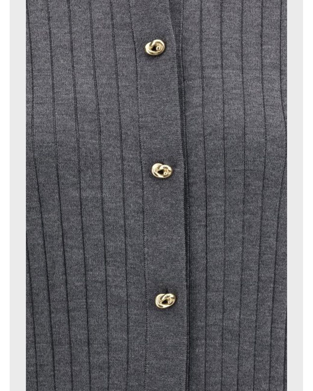 Bottega Veneta Gray Ribbed Cardigan