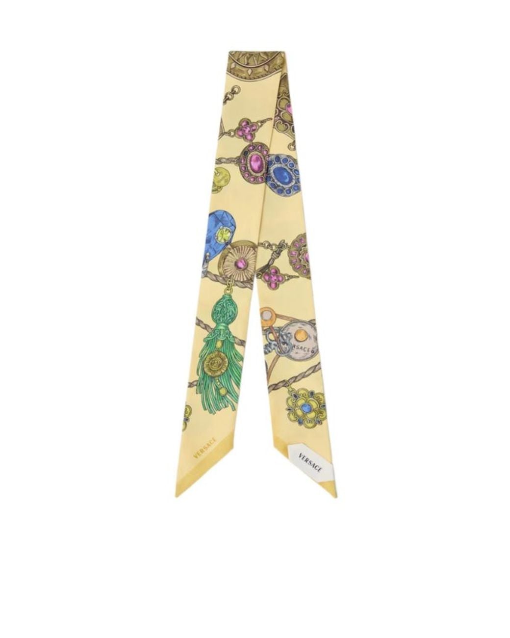 Versace Metallic Pattern-Printed Skinny Scarf