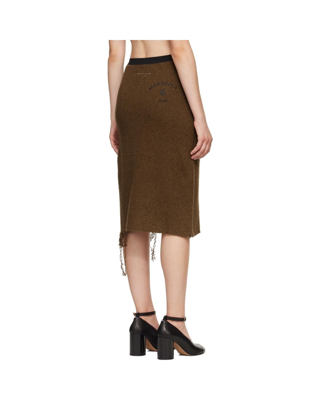 MM6 by Maison Margiela Green Distressed Hem Knitted Skirt