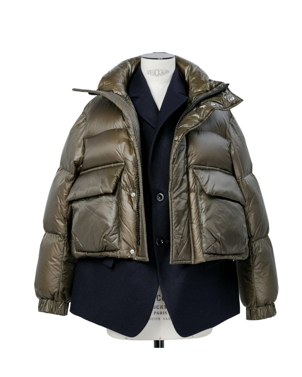 Sacai Gray High-Neck Puffer Jacket