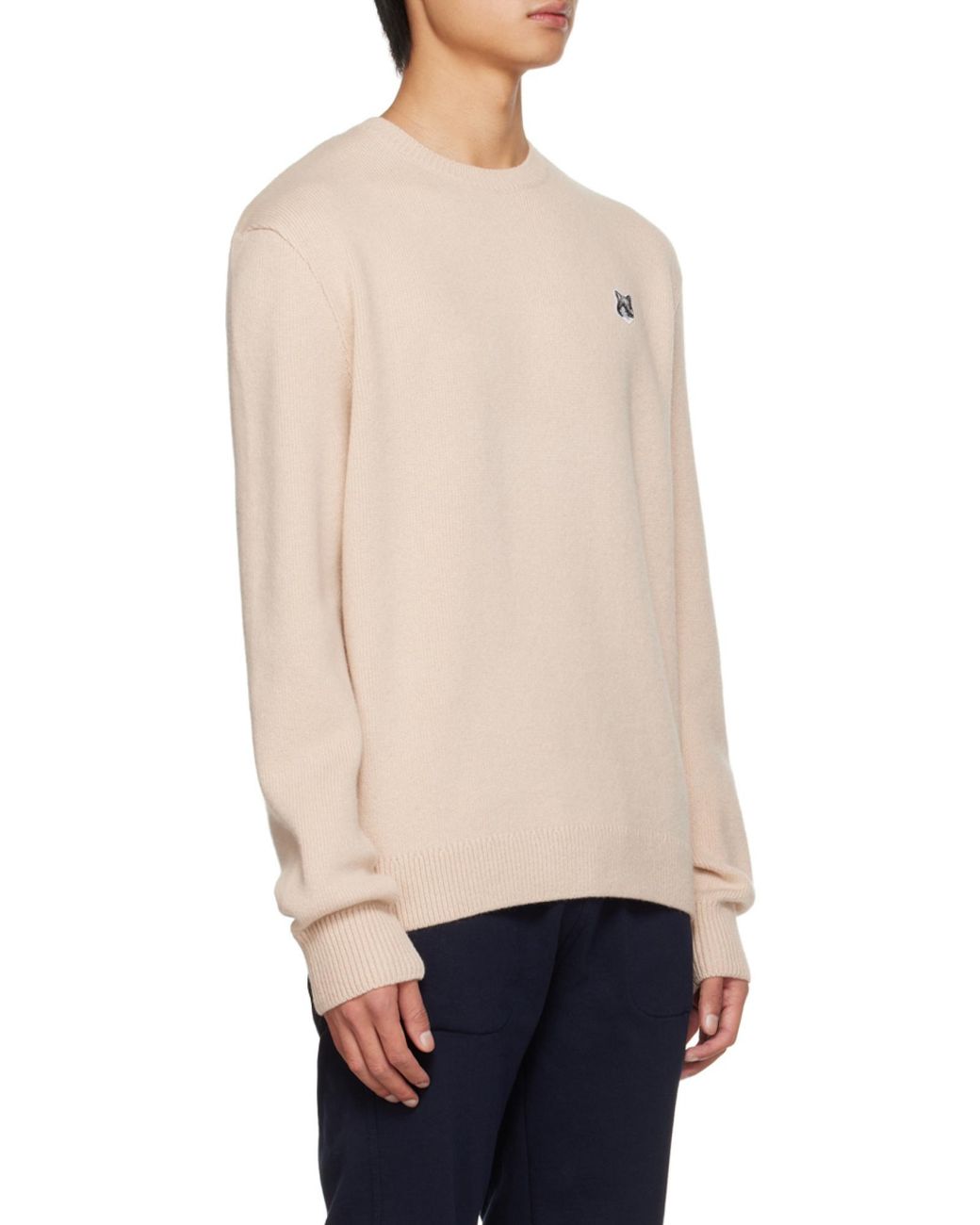 Maison Kitsuné Natural Fox Crew-Neck Wool Jumper for men