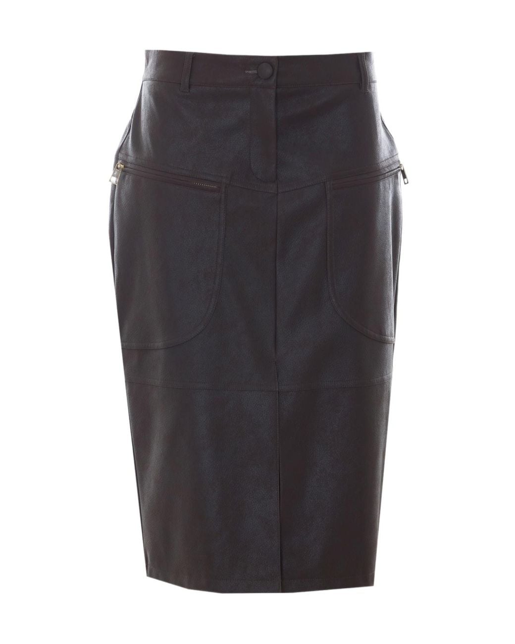 Liu Jo Gray Faux Leather Zip-Pocket Skirt