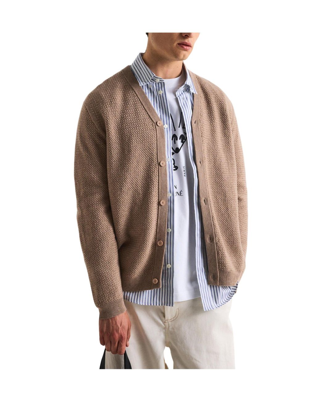 Maison Kitsuné Brown Lightweight Wool Cardigan for men