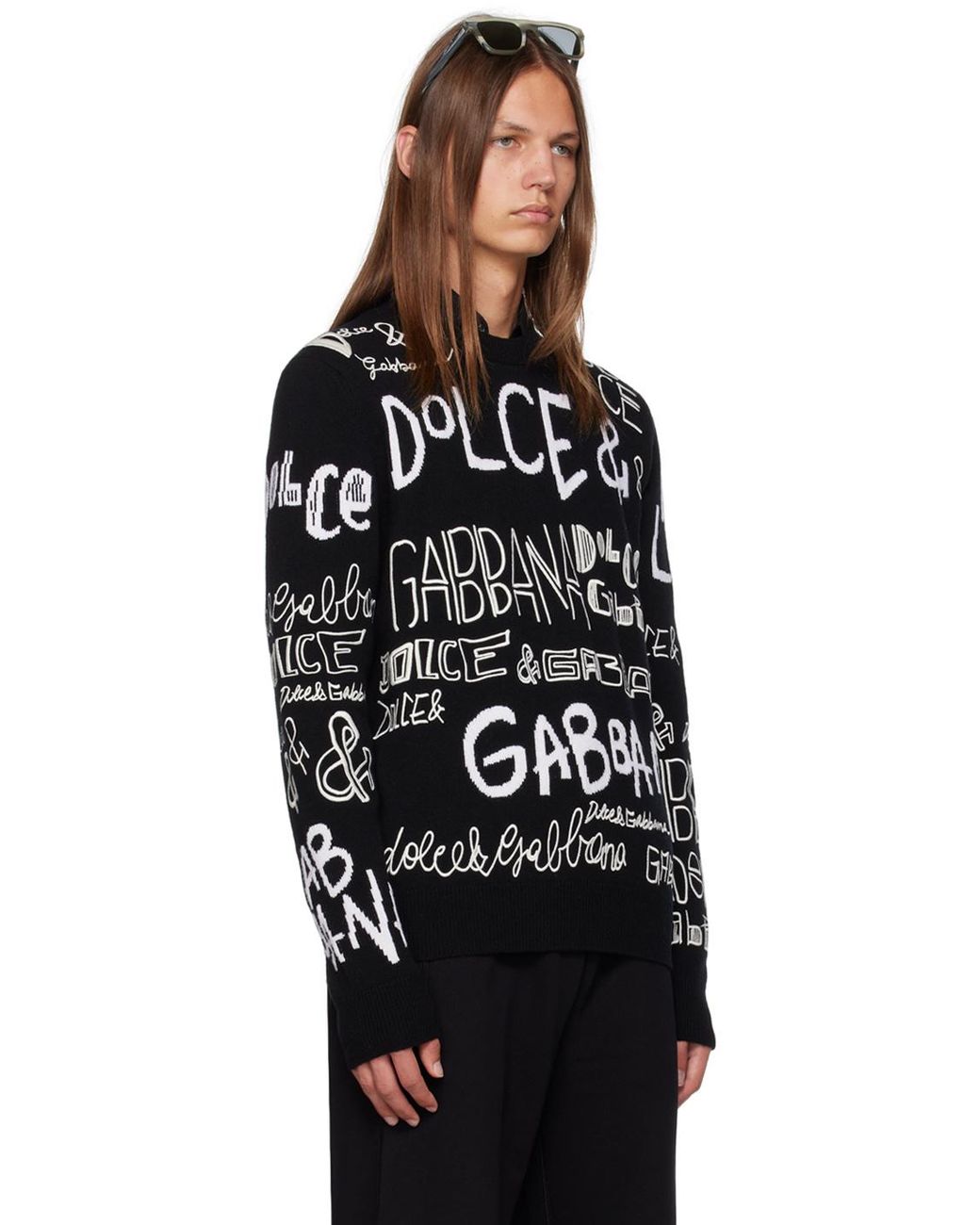 Dolce & Gabbana Black Logo-Detail Crew-Neck Jumper for men