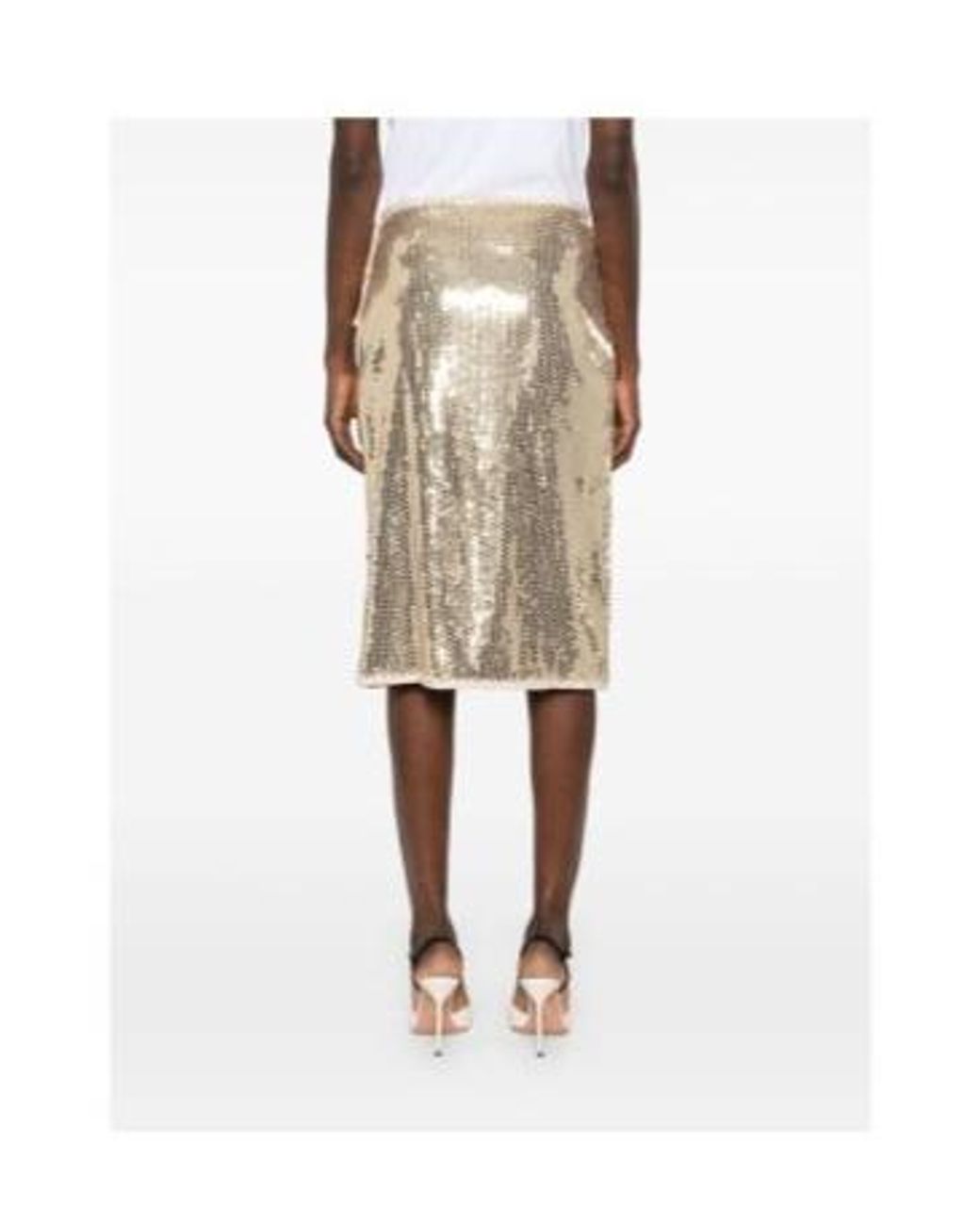 Prada Natural Sequinned Midi Skirt
