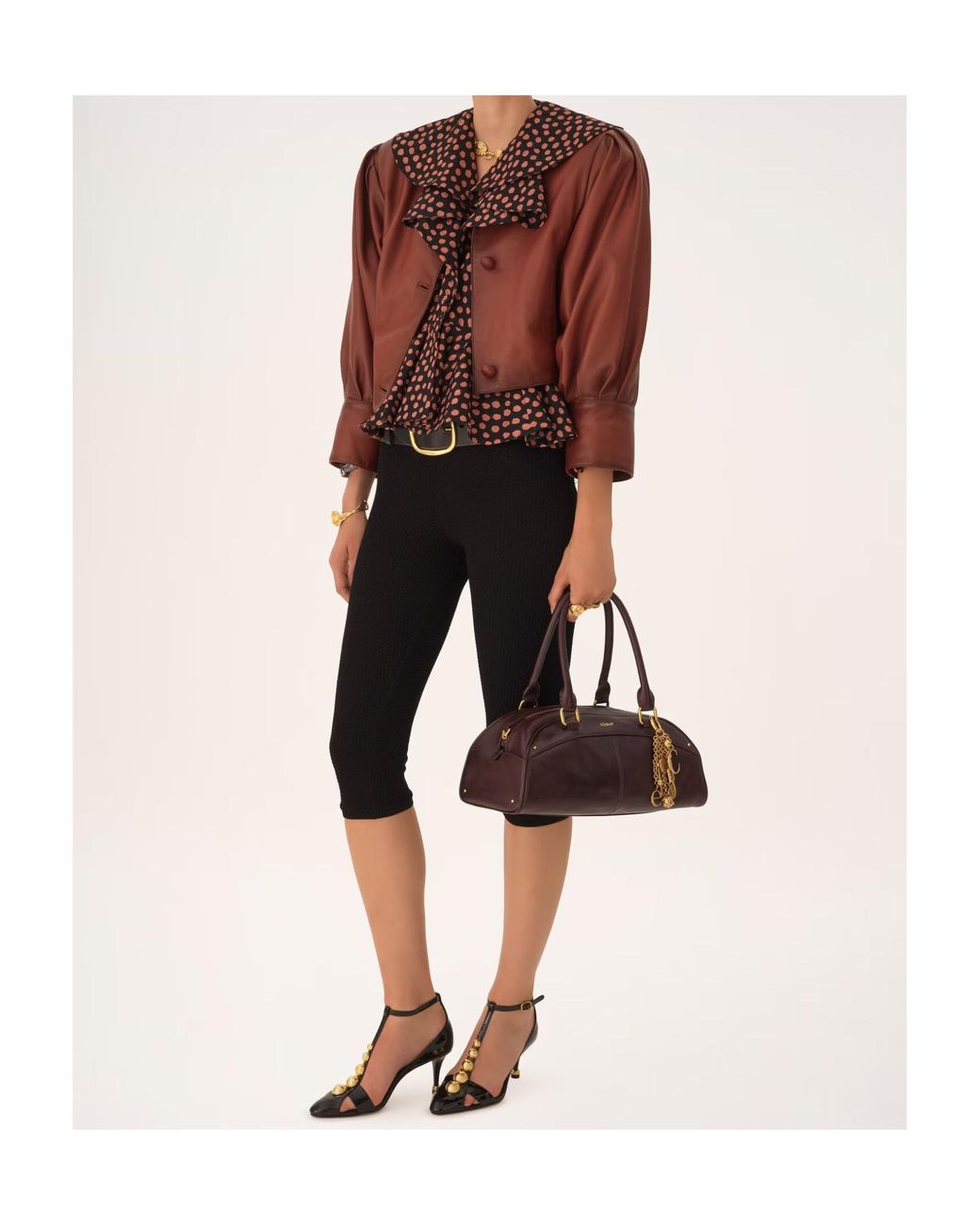 Chloé Brown Chloé Bowling Zipped Top Handle Bag