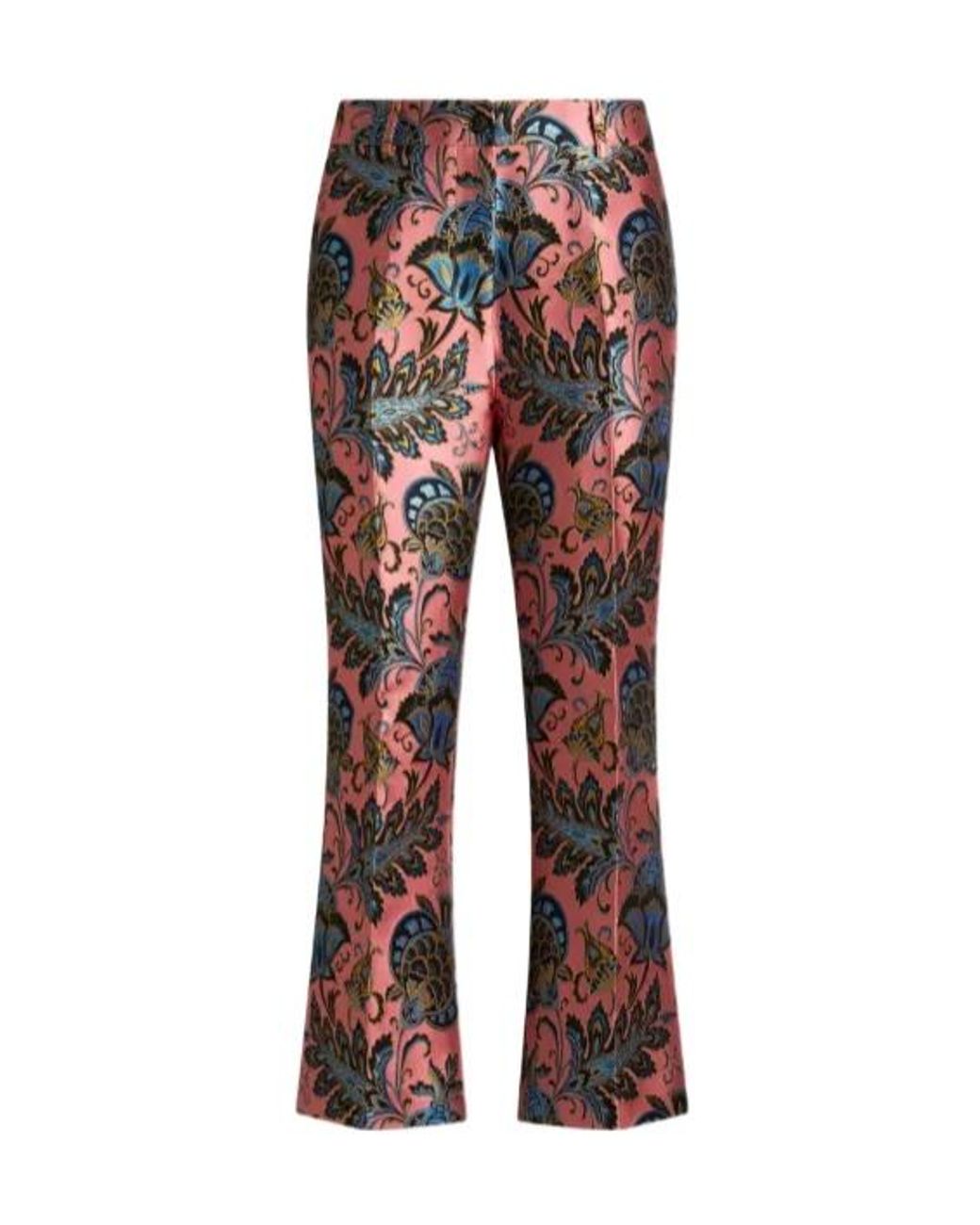 Etro Jacquard Flared Trousers With Floral Motif