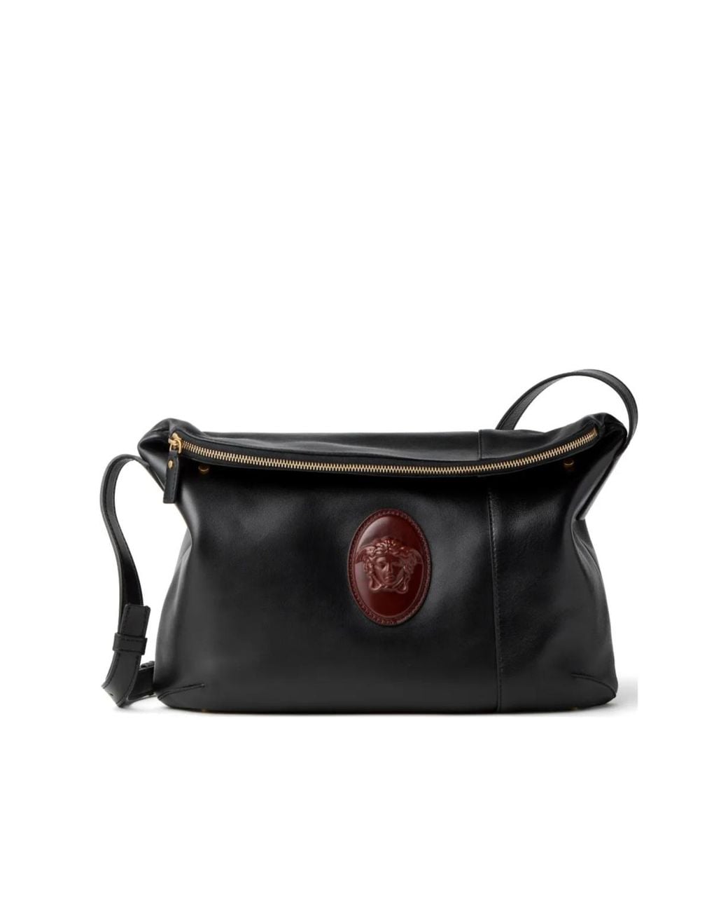 Versace Black Medusa Embossed Leather Shoulder Bag for men