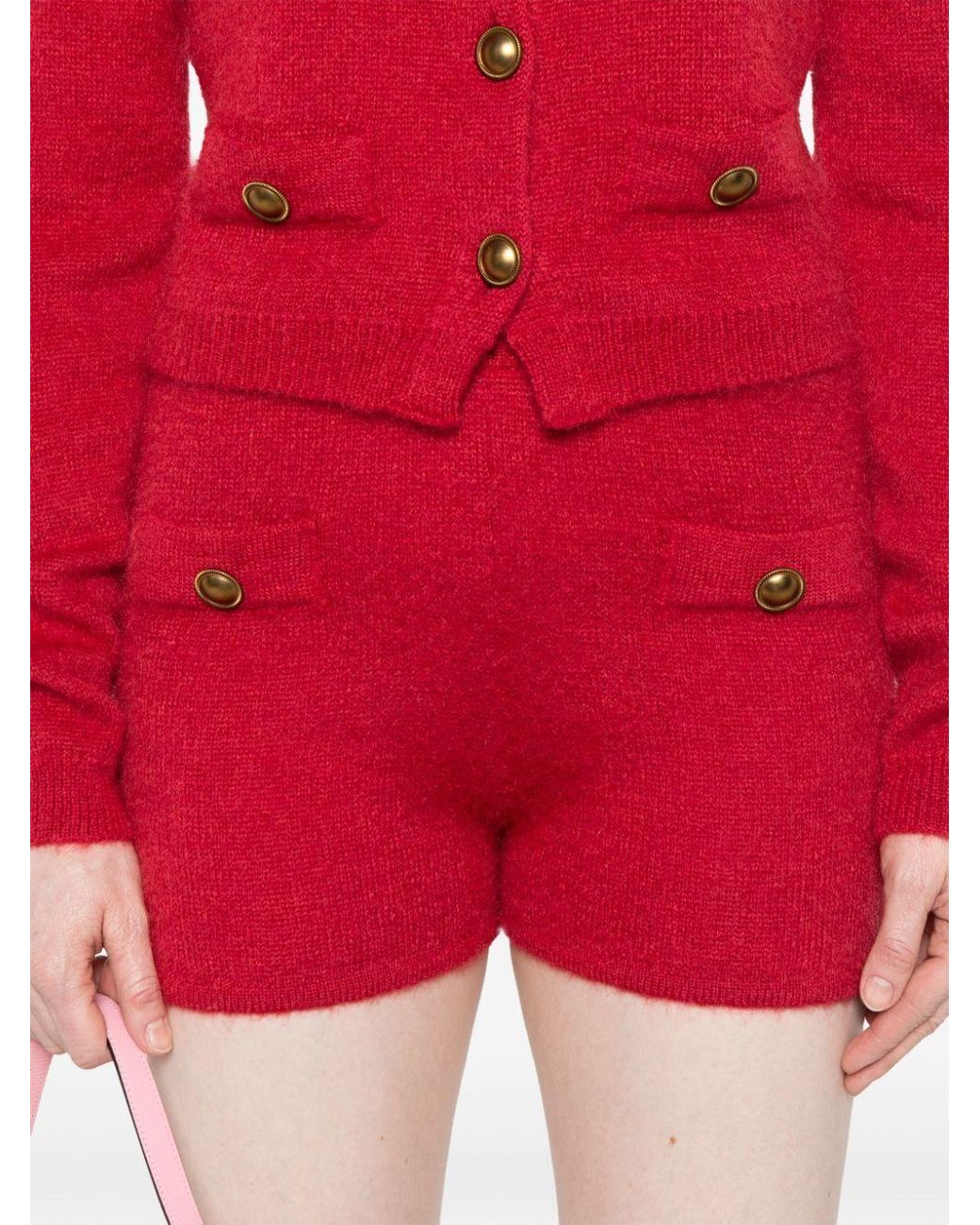 Twinset Red Button-Detail Shorts