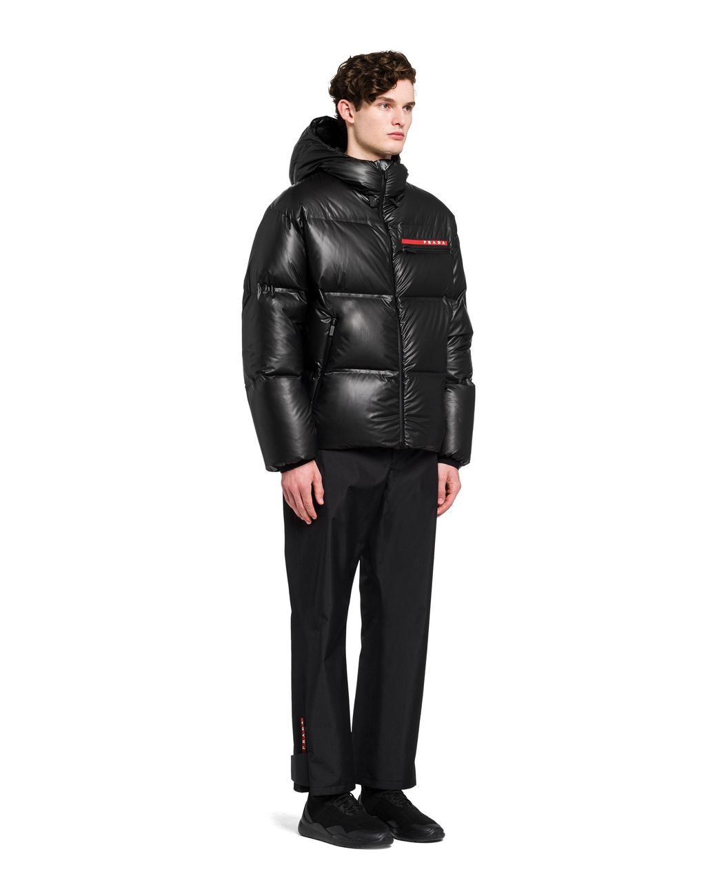 Prada Black Logo-Detailed Zip-Up Padded Jacket for men