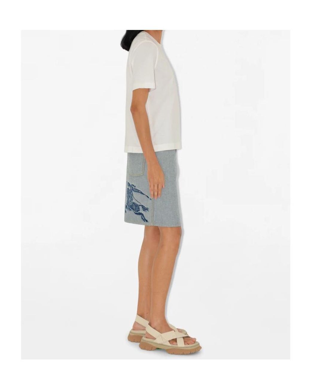 Burberry White Logo Embroidered Crewneck T-Shirt