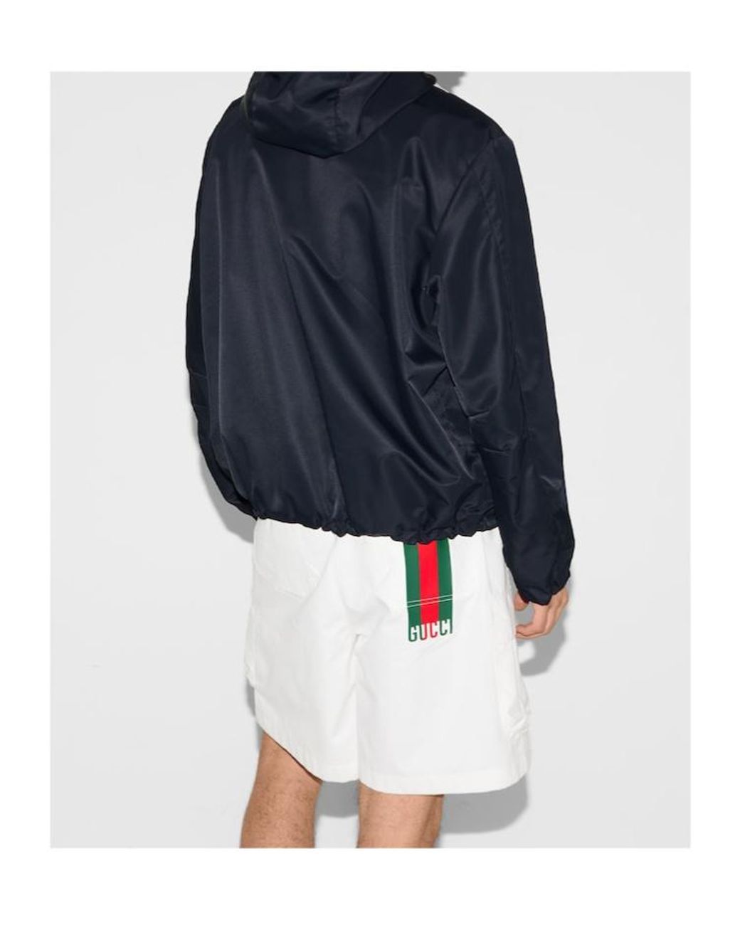 Gucci Blue Nylon Twill Jacket With Patch for men