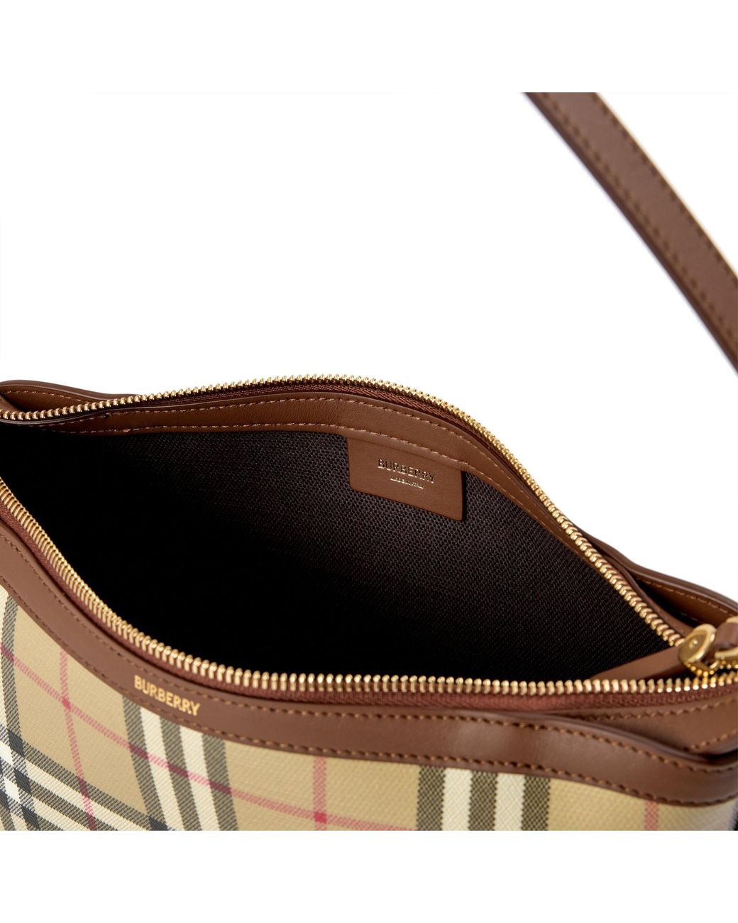 Burberry White Plaid Hobo Shoulder Bag