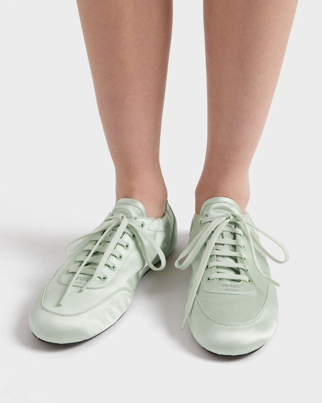 Prada White Collapse Lace-Up Sneakers