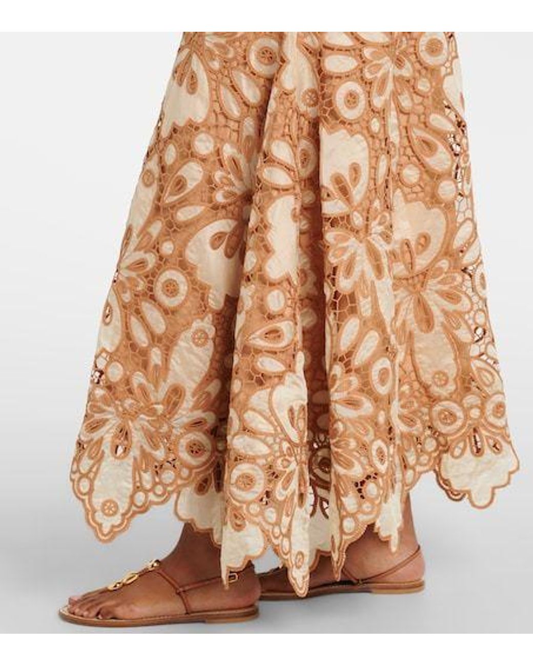 Johanna Ortiz Natural Lace Guipure Maxi Dress