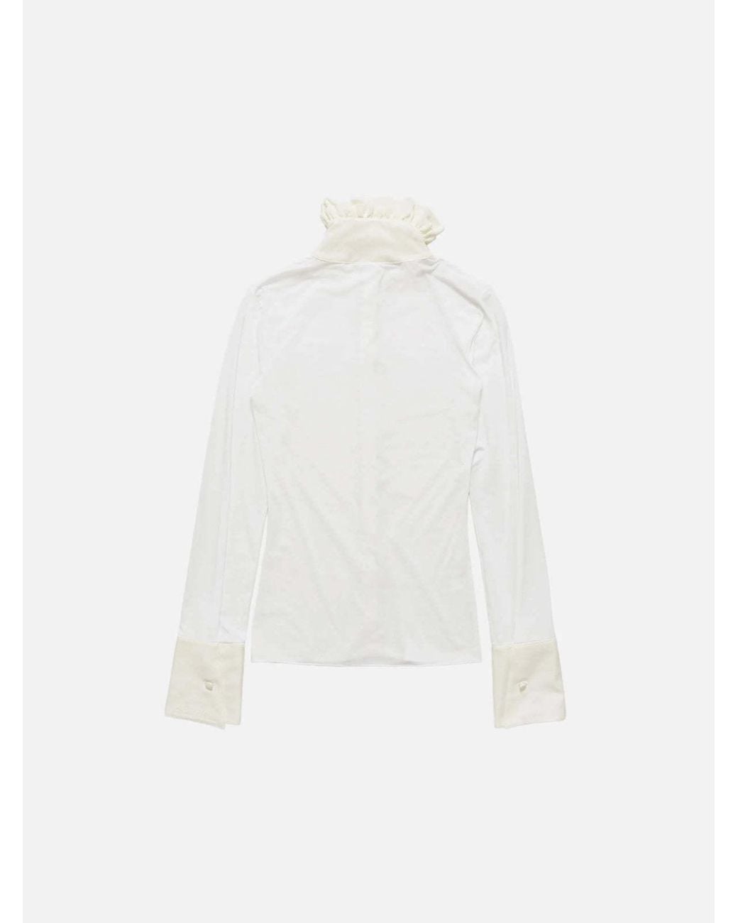 Acne White High Neck Ruffled Shirt
