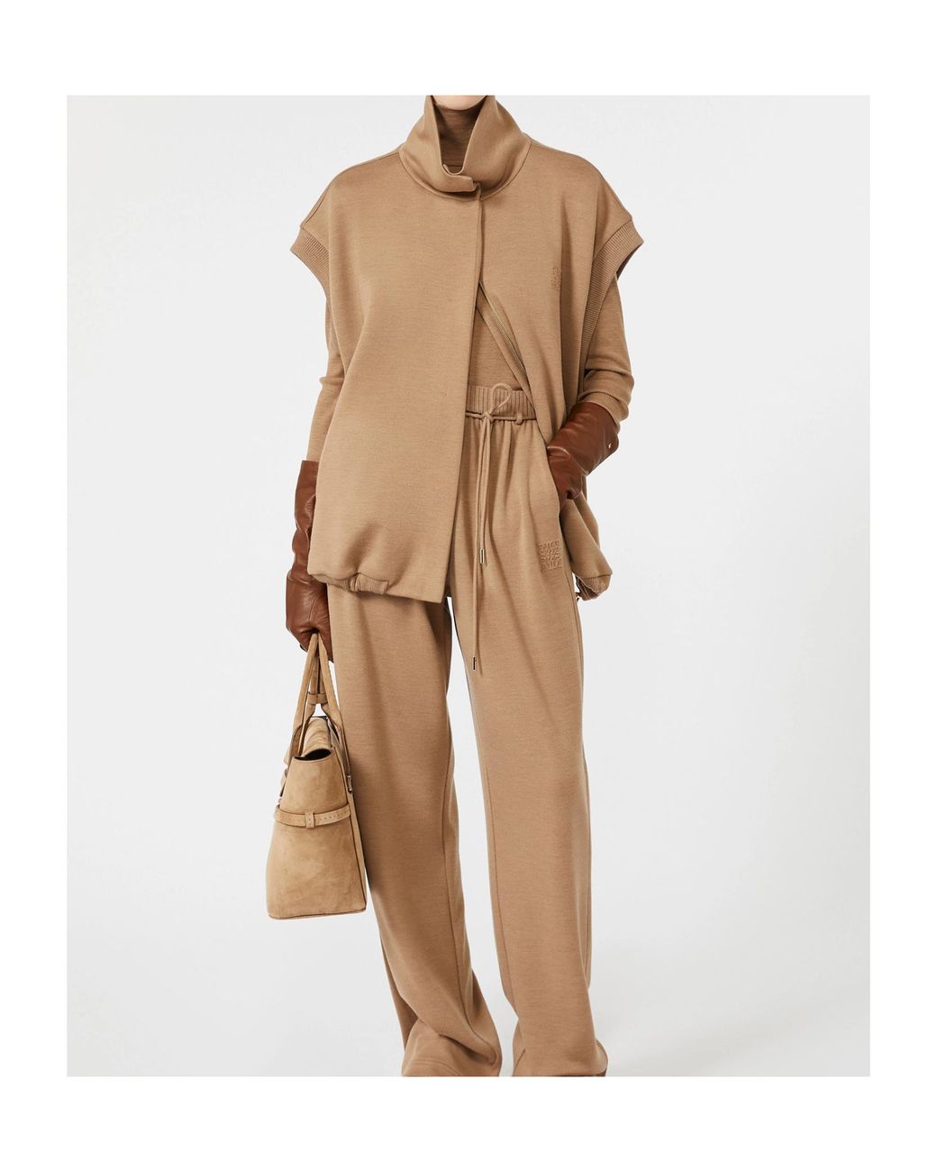 Max Mara Natural Oversized Sleeveless Wool Jersey Jacket