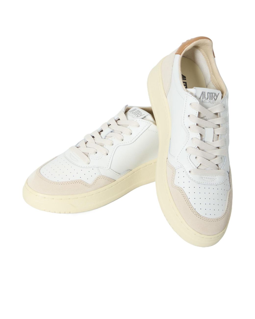 Autry White Perforated Low-Top Sneakers for men