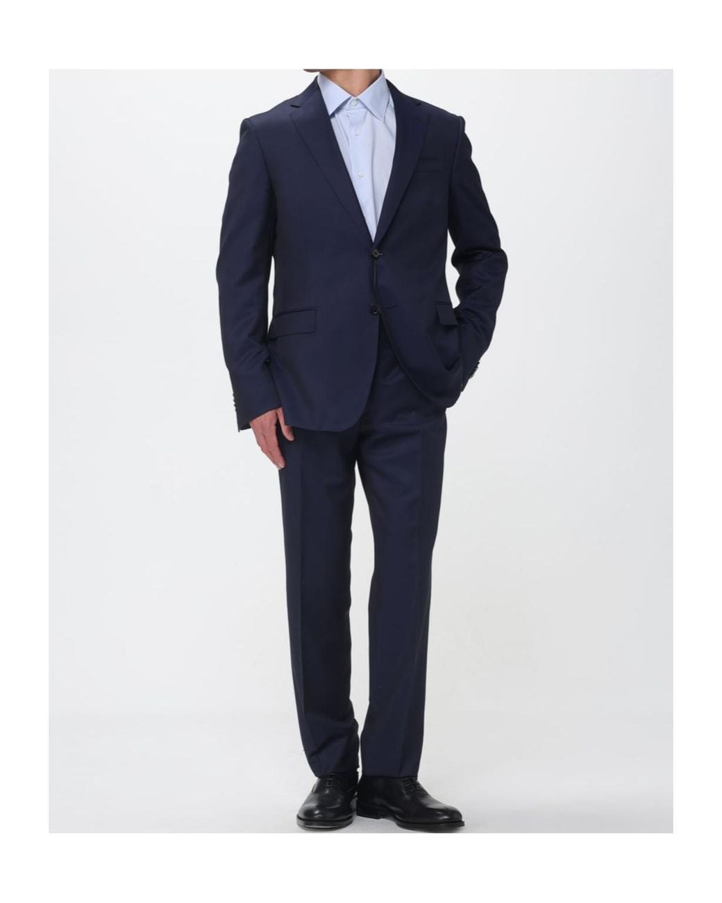 Zegna Blue Long-Sleeved Suit Jacket And Trousers Two-Piece Set for men
