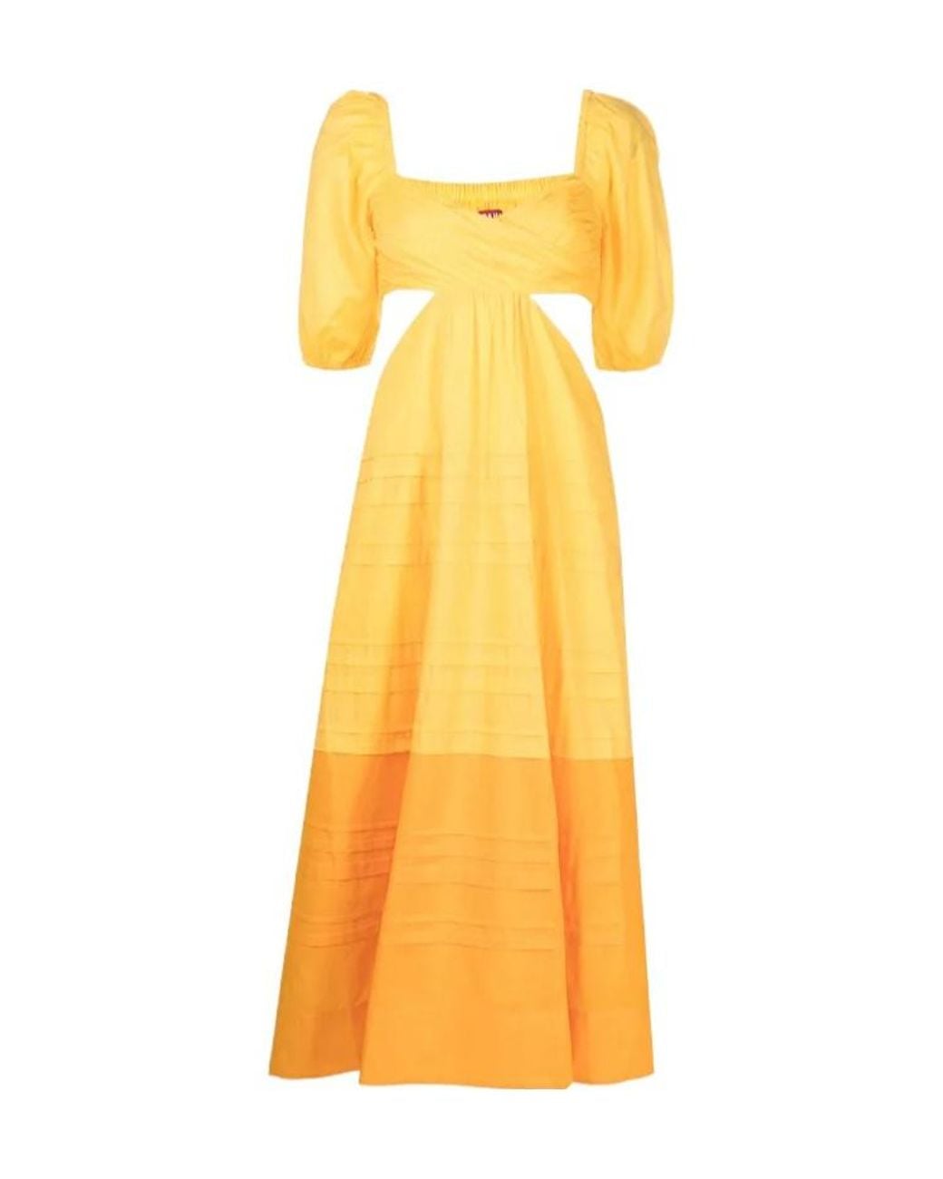 Staud Yellow Carina Midi Dress