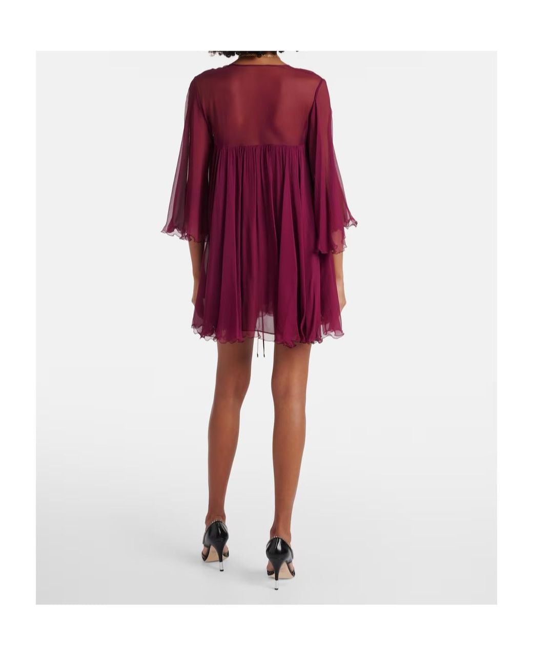 Chloé Purple Sheer Ruched Silk Minidress