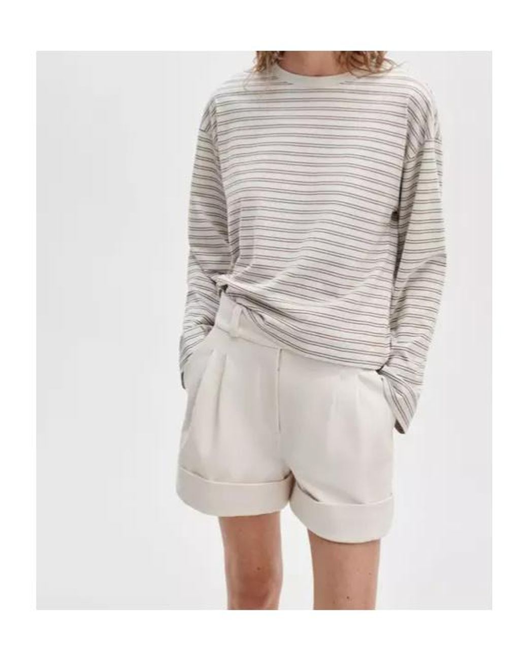 Rag & Bone White Kelly Boxy Striped Long-Sleeve T-Shirt