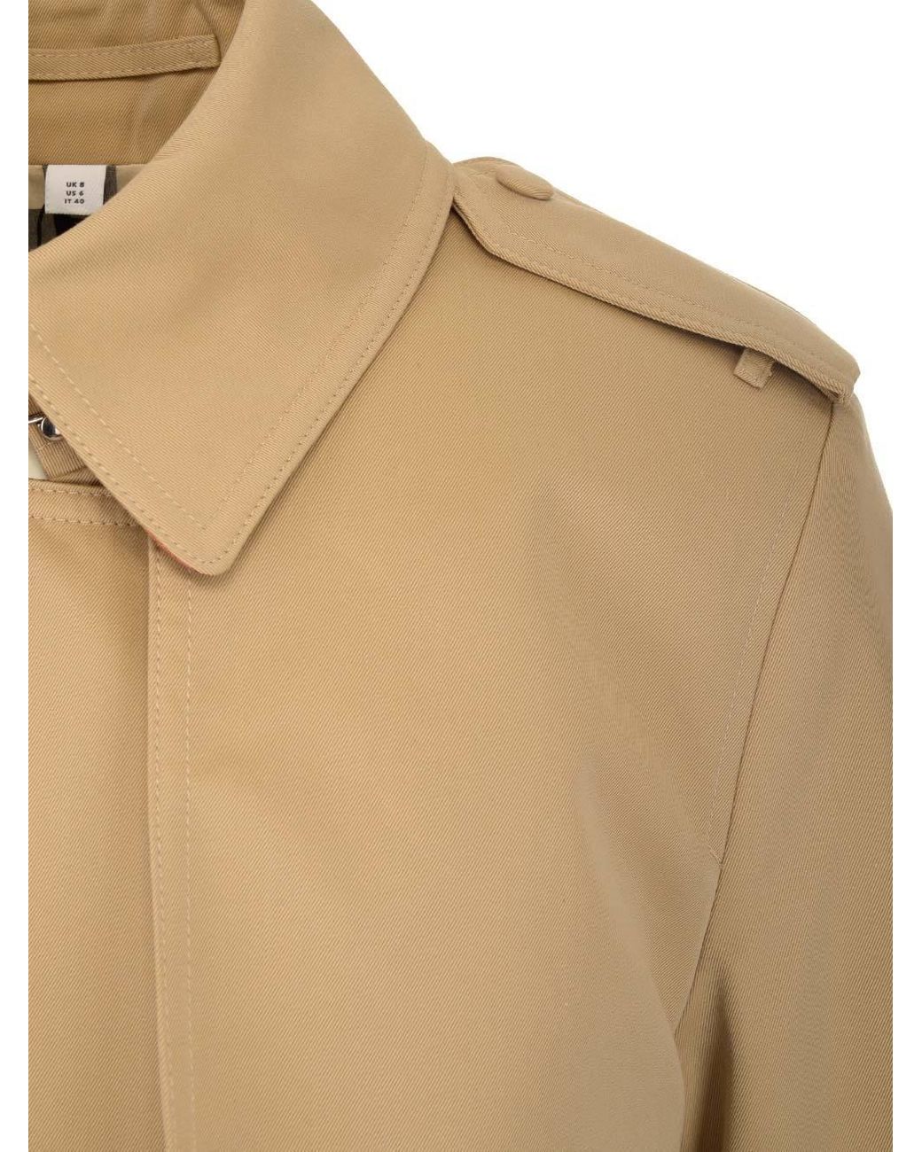 Burberry Natural Long Check Lapel Gabardine Trench Coat